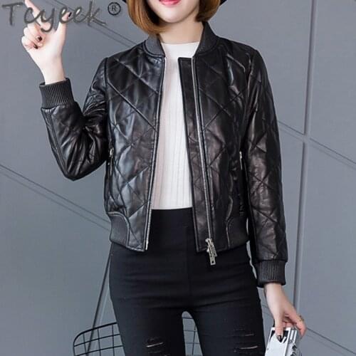 Tcyeek Genuine Leather Jacket Women Winter White Duck Down Jackets Short Slim Real Sheepskin Coat Female Outwear Coats LWL1094