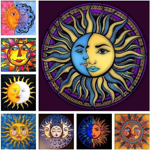 USA hot Popular 5D Diamond Painting Full Square/Round sun and Moon 5d Diamond Mosaic Sale Cartoon 5D Diamond Embroidery Full Set