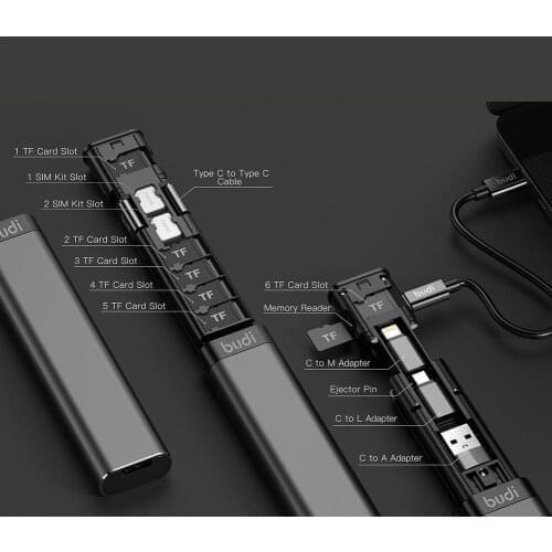 Multi-function 6 Data Lines Smart Adapter Card Storage Data Cable USB Box Universal Wireless Charger For IPhone Huawei Xiaomi