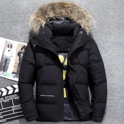 2018 Hot Sale Men Down Jacket Winter Down Coats White Duck Down Real Raccoon Fur Fashion Winter Men Coats Outwear Parka Overcoat