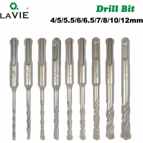 LAVIE 9pcs Electric Hammer SDS Plus Drill Bits Set 110mm Concrete Wall Brick Block Masonry Hole Saw Drilling 4mm 5mm 6mm 017