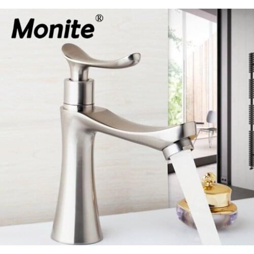 Nickel Brushed Bathroom Basin Sink Faucet Stream Spout Cold Tap Bathroom Sink Taps Deck Mounted Single Handle Faucet Tap