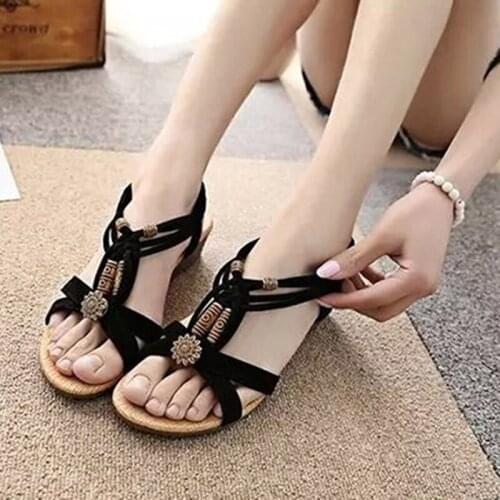 2020 New Fashion Women Sandals Summer New Bohemia Bling Shoes Rhinestones Gladiator Flat Flip Flops Shoe Plus Size