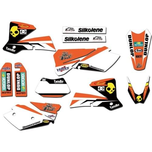 Full set of Stickers Kits Free Customized Numbers & Names EXC 2004 Graphics Decals FOR KTM EXC 2004 125 200 250 300 400 450 525