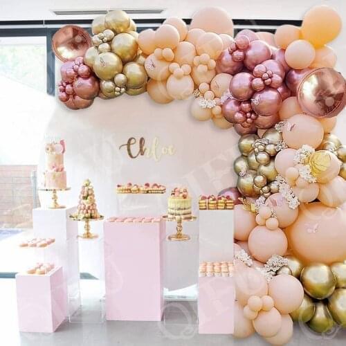 QIFU Chrome Gold Rose Balloon Garland Arch Kit Jungle Safari Party Balloons Wedding Birthday Party Decor Kids Baby Shower Ballon
