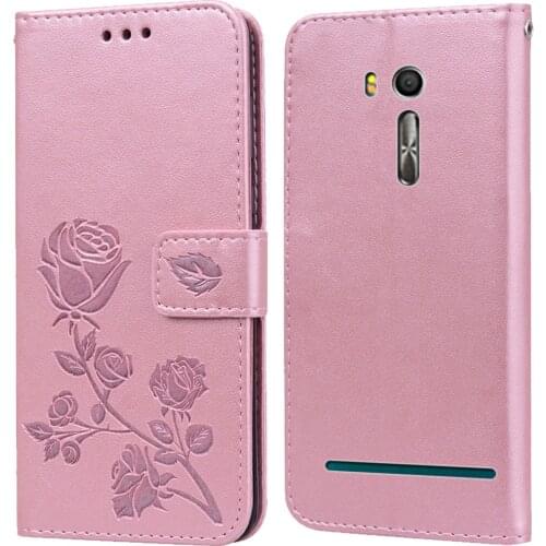 Luxury Leather Flip Book Case for Asus Zenfone Go ZB552KL X007D Rose Flower Wallet Stand Case Phone Cover Bag