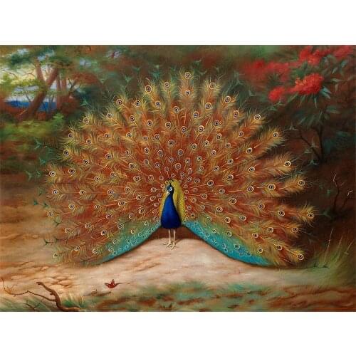 Handpainted Wall Canvas Animal Oil Painting Home Decoration Art Peacock and Peacock Butterfly, 1917 by Archibald Thorburn