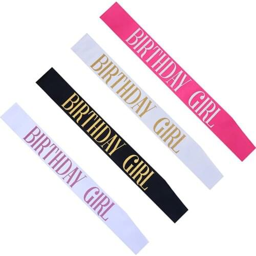 Birthday Girl Satin Sash for 16 18 20 21 Birthday Party Girl Decorations Favor Gifts Supplies White Pink Black