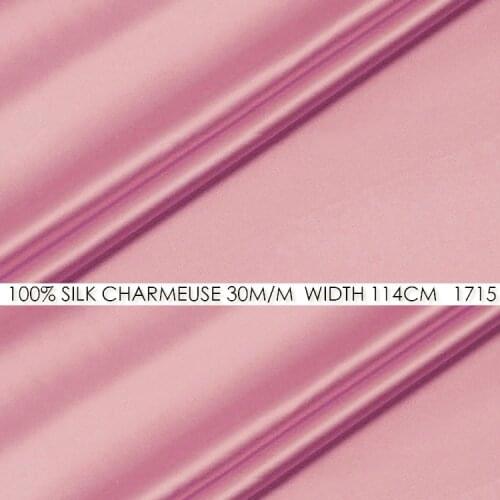 CISULI SILK CHARMEUSE SATIN 114cm width 30momme/100% Pure Silk Fabric/Wedding Dress Sewing Fabric Suppliers Pale Pink NO 1715