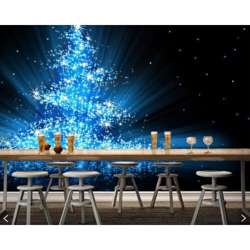 Blue christmas tree 3d wallpaper papel de parede,living room sofa TV wall bedroom wall papers home decor restaurant bar mural