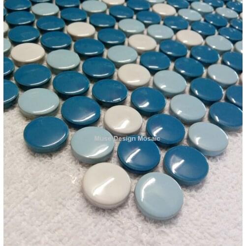 Mediterranean Style Glossy Blue White Glazed Ceramic Mosaic Tiles, Kitchen backsplash Pool Bathroom Shower wall tile floor tile