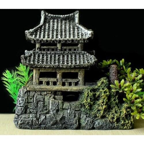 Ancient Architecture Aquarium Fish Tank Landscaping Decoration Vintage Resin