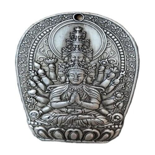 Tibetan Silver brand thousand hand Avalokitesvara hand carved Pendant Necklace Charm for men and women