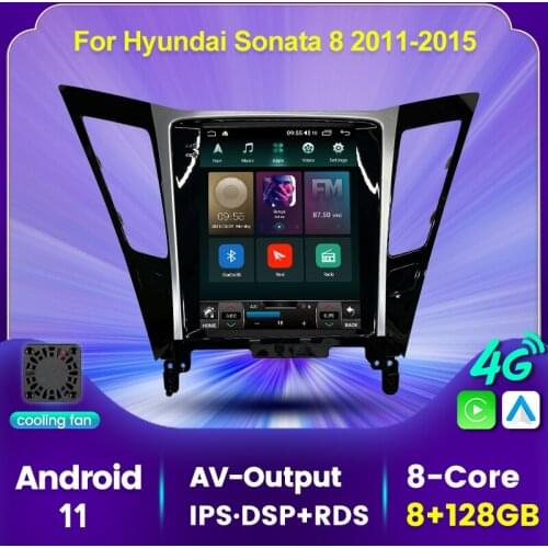 9.7‘’ Cooling Fan IPS DSP 6+128G Car Radio Stereo Video Player Navigation GPS for Hyundai Sonata 8 2011-2015 carplay+Auto 4GLTE