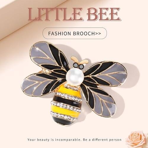 WYBU Honey Bee Brooch Lapel Pins for Women Crystal Insect Themed Bee Brooches with Faux Pearl Fashion Gift for Birthday
