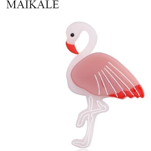 MAIKALE New Fashion Handmade Acrylic Bird Brooch Pins Swan Brooches for Women Big Resin Acetate Broche Kids Bag Accessories GIft