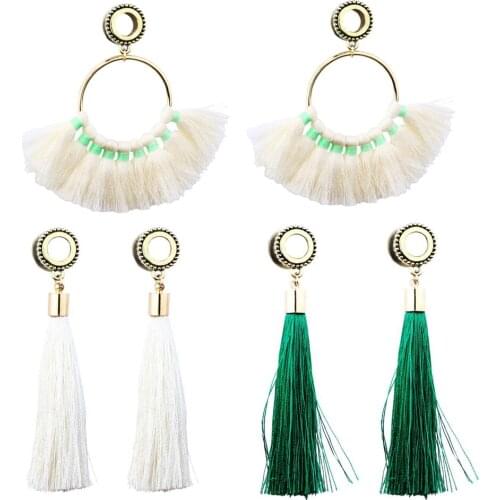 Fanpeijy 2pcs Woman Dangling Plugs Earrings Gauges Flesh Tunnel Screw Piercing Ear Tunnels Stertcher 00g 2g 0g Plugs Kit Hollow