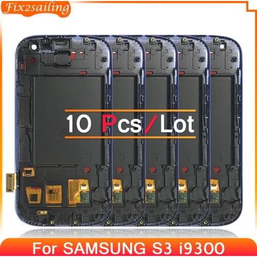 LCD Display For Samsung Galaxy S III S3 i9300 LCD Touch Screen Digitizer Replacement Parts with Frame Blue White
