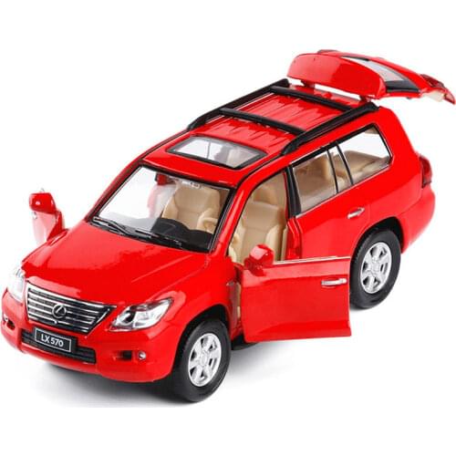 1:32 Scale Licensed Diecast Alloy SUV Collection Car Model For LEXUS LX570 Off-Road Vehicle Pull Back Sound&Light Toys