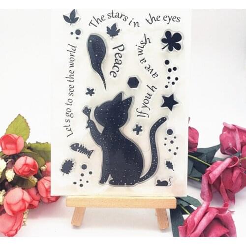 1pc Silhouette Cat Silicone Clear Seal Stamp DIY Scrapbooking Embossing Photo Album Decoration Rubber Stamp Art Handmade Puzzle