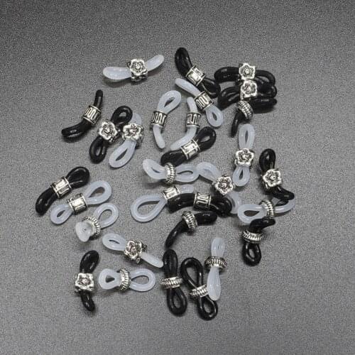10 Pcs DIY Metal Beads Antiskid Rubber Ring Sunglasses Retainer End Loop Connectors For Eyewear Rope Glasses Chain Holder Strap