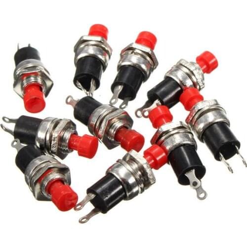 10PCS PBS-110 250V 1A 7mm Self-reset Switch NC Push Button Round