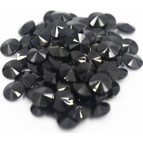 100pcs/lot Black Jet Color 8mm,10mm,12mm,14mm,16mm,18mm,20mm Chinese Top Quality Round Fancy Stone Rivoli glass beads