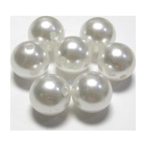15 Pcs 20mm Plastic Faux Pearl Round Beads White Imitation Pearl