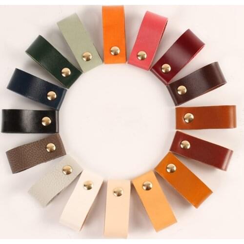 1x Soft Leather Drawer Pulls Wardrobe Cabinet door Knobs Cupboard Pull Handle with Screws