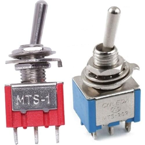 2 Pcs AC 250V/2A ON/ON 2 Position SPDT Mini Toggle Switch Red & Blue