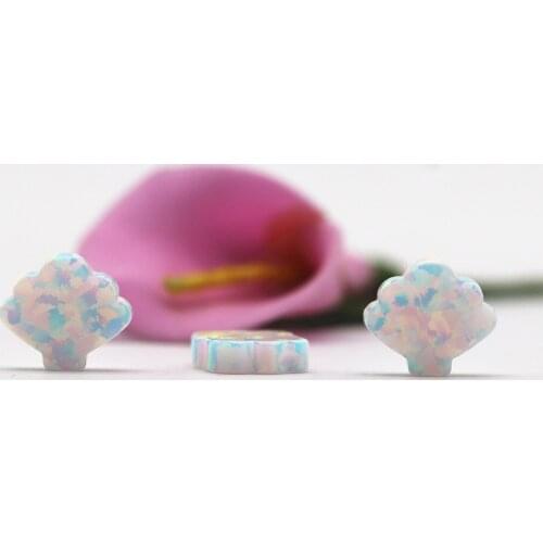5pc/lot) Free shipping 8.9*10.1MM Synthetic Opal op17 white Shell opal with side hole for fashion jewelry