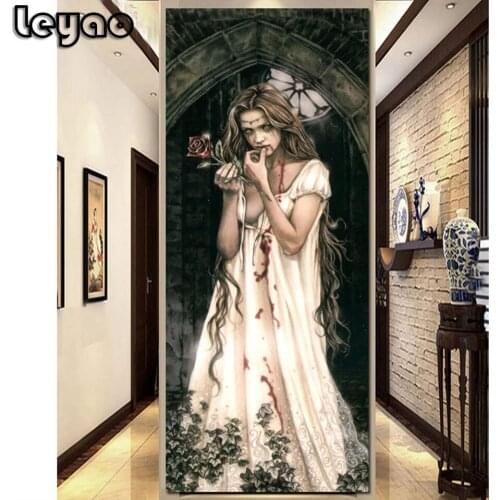5d diy diamond embroidery Rose Vampire Woman diamond painting mosaic full square round drill dark world Girl,2021 Gift