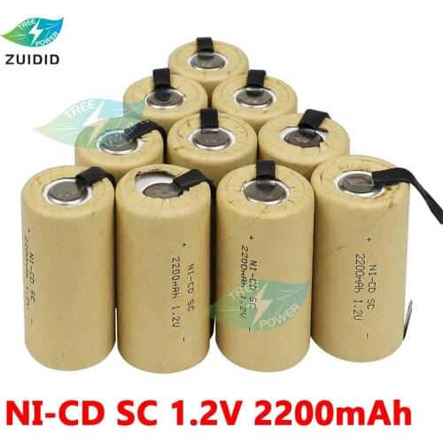 SC 1.2V screwdriver electric drill SC battery 1.2V 2200mah Sub C Ni-Cd rechargeable battery with Tab power tool NiCd not NiMh