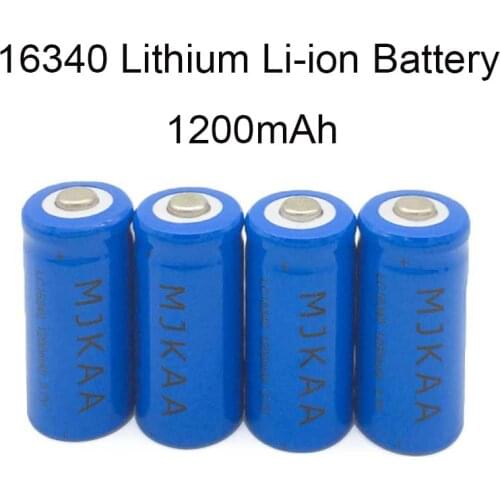 MJKAA 4pcs/lot 1200mAh Lithium Li-ion 16340 Battery CR123A Rechargeable Batteries 3.7V CR123 for Laser Pen LED Flashlight