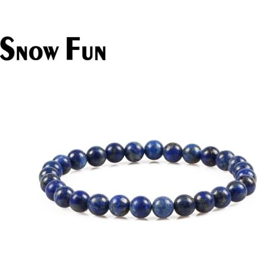 Snow Fun High Quality 6mm Lapis Lazuli Stone Round Beads Bracelet for Party Gifts