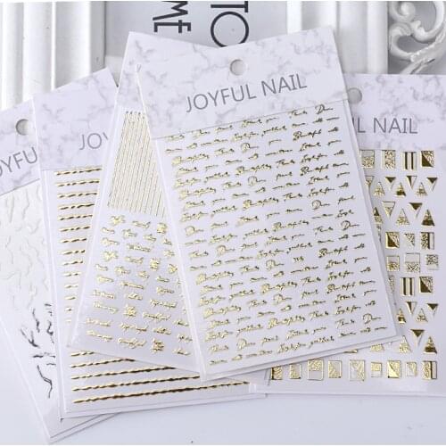 5 pcs Nail English alphabet sticker gilded three-dimensional applique gold belt back glue nail MDA same rose