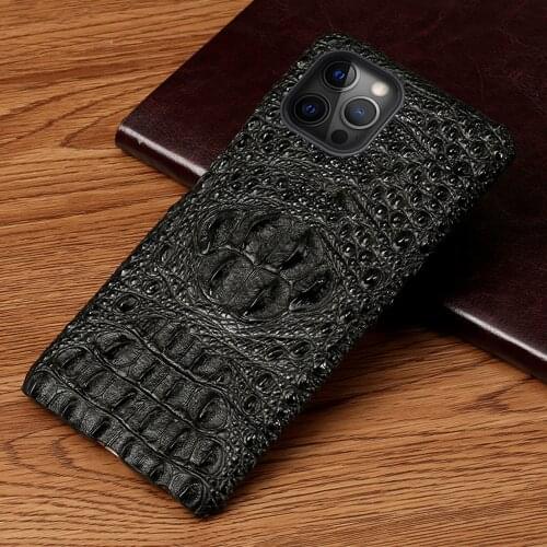Genuine Leather luxury 3D Crocodile head Phone Case for iPhone 12 Pro Max 12 Mini 11 Pro Max X XR XS Max 5 6 6S 7 8 Plus SE 2020