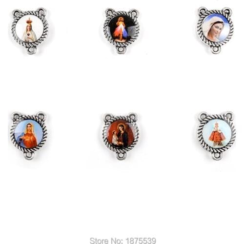 Color Catholic Image Religious Accessory Center Medals Mary Infant Jesus of Prague Fatima Another Side Alloy Rose