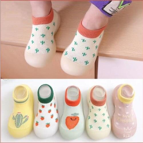 Baby Shoes 0-4years Anti-slip Cartoon Plant Infant Girls Pink Shoes Kid First Walkers Boy Soft Sole Rubber Outdoor Toddler Shoe
