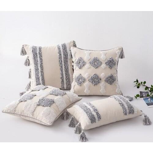 Homestay Home Decoration INS Style Bedside Lace Tassel Tufted Indian Pillow Cover Pillows Decor Home Throw Cushion Covers