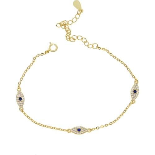 Elegance charming bracelet 925 sterling silver Fine Chic jewelry tiny cute evil eye charm 3 eyes lovely lucky girl jewelry