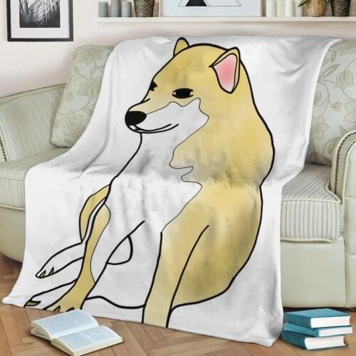 2D Cheems Flannel Throw Blanket 3D Printed Keep Warm Sofa Child Blanket Home Decor Textiles Dream Family Gift