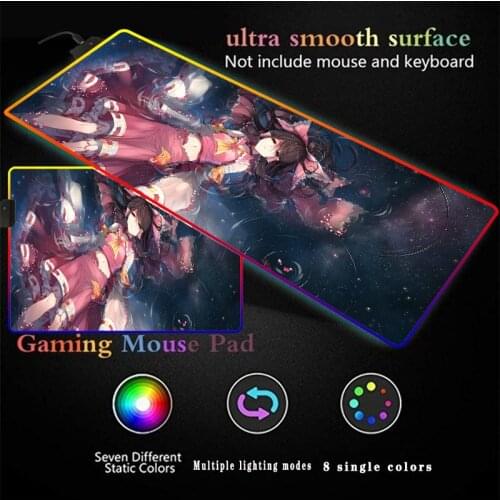 Fantasy Scenery Girl Anime Gaming RGB Computer Mousepad RGB Backlit Mause Pad Large Mousepad XXL for Desk Keyboard LED Mice Mat