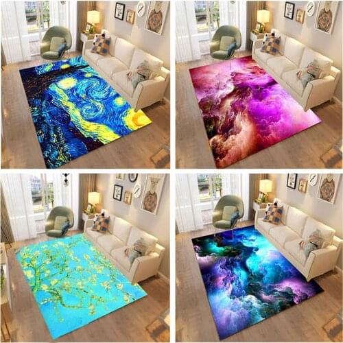 Door Mats Star Moon Night Van Gogh Art Paintings Carpet Printing Indoor Floor Bath Living Room Kitchen Entrance Non Slip Mats