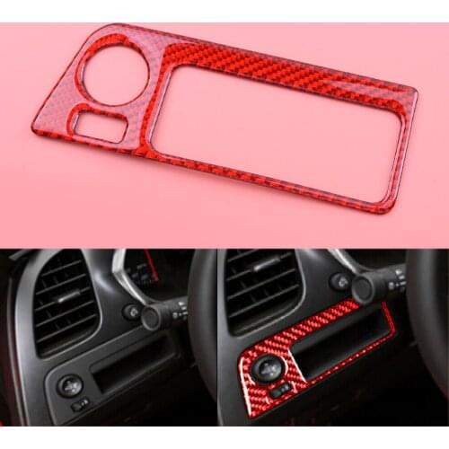 Car Red Carbon Fiber Headlight Switch Panel Trim Cover Frame Fit for Chevrolet Corvette C7 2014 2015 2016 2017 2018 2019