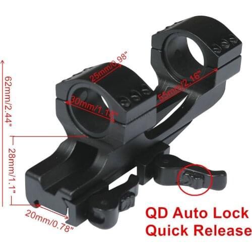 Scope Mount 25.4mm 1inch / 30mm Ring Flat Top Cantilever Weaver Forward Reach Heavy Duty 20mm Picatinny Rail QD Auto Lock