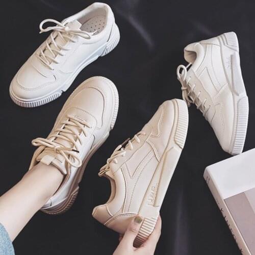 Womens Vulcanized Shoes PU Lace-Up Solid Shallow Female Sneakers Fashion Classics Comfortable Leisure Concise Ladies Footwear