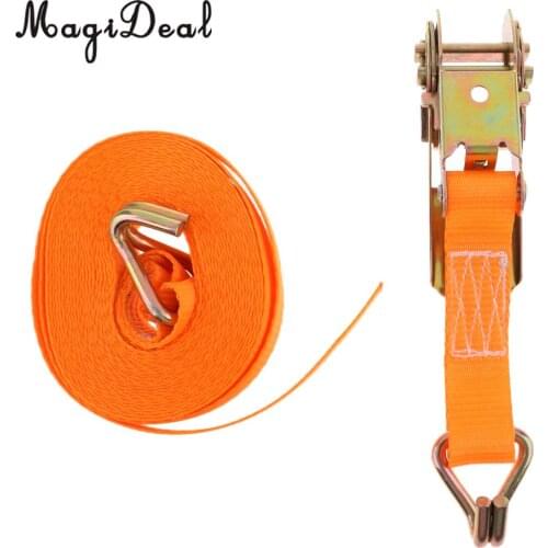MagiDeal High Strength Orange Polyester 800KG Tie Down Trailer Lashing Ratchet Strap Webbing & Double J Hook Tow Kit Accessories
