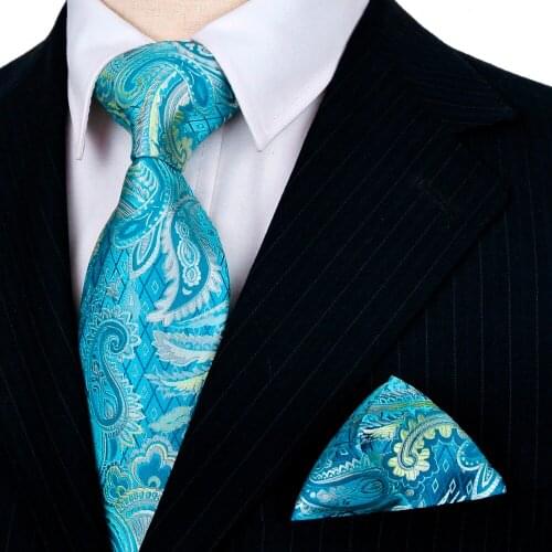 Handmade Tie Sets Paisley Blue Turquoise Purple Pink Red Mens Ties Neckties Hanky 100% Silk Jacquard Woven Brand New Wholesale