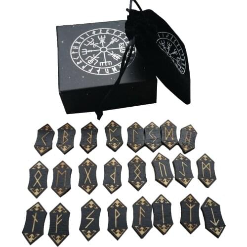 Handmade Nordic Rune Card Set Divination Accessories Woodcut Rune Game Cards Portable Indoor Outdoor Board Game Wholesale